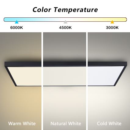 Brilagi - Luminaria de techo para baño LED regulable FRAME SMART LED/96W/230V 120x60 cm 3000-6000K IP44 negra + mando a distancia