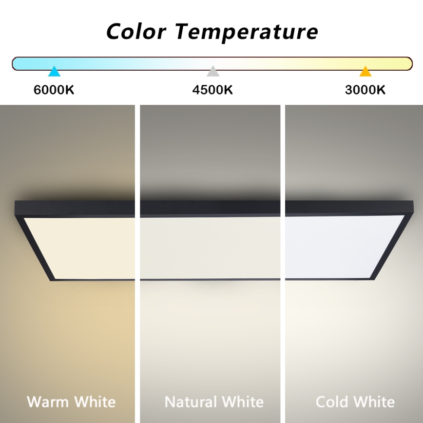 Brilagi - Luminaria de techo para baño LED regulable FRAME SMART LED/96W/230V 120x60 cm 3000-6000K IP44 negra + mando a distancia