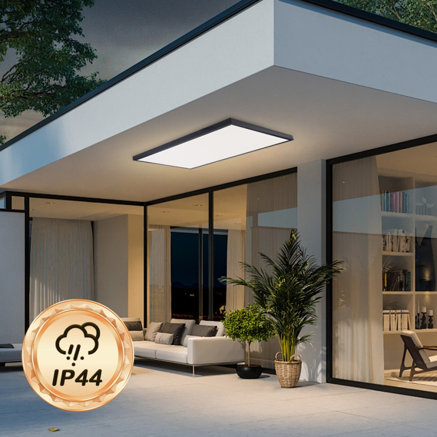 Brilagi - Luminaria de techo para baño LED regulable FRAME SMART LED/96W/230V 120x60 cm 3000-6000K IP44 negra + mando a distancia