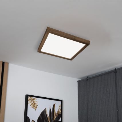 Brilagi - Luminaria LED de techo para baño WOODY FRAME LED/40W/230V 60x60 cm IP44 roble nogal