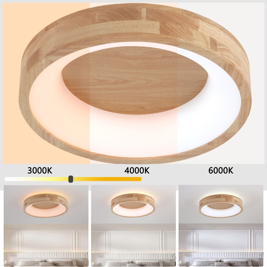 Brilagi - Plafón LED FALCON WOOD LED/30W/230V 3000/4000/6000K Ø 45 cm madera