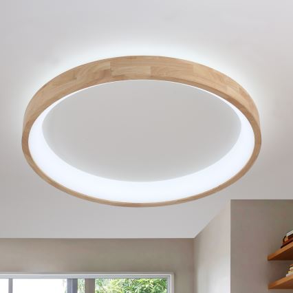 Brilagi - Luminaria de techo LED FALCON WOOD LED/60W/230V 3000/4000/6000K Ø 80 cm acabado en madera