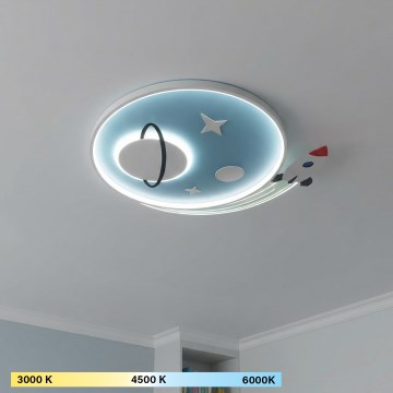 Brilagi -LED Luminaria de techo infantil STARSHIP LED/64W/230V 3000/4500K azul