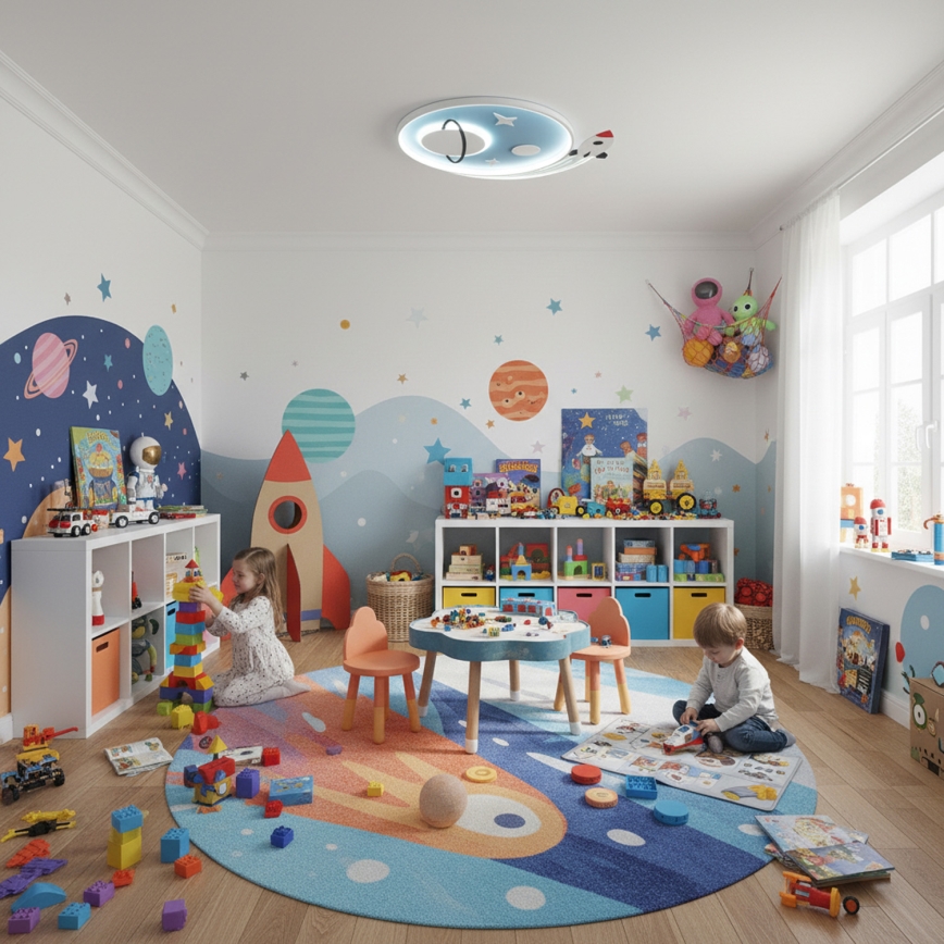 Brilagi -LED Luminaria de techo infantil STARSHIP LED/64W/230V 3000/4500K azul