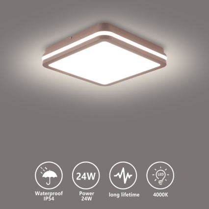 BRILAGI - Luminaria LED de techo exterior BENE LED/24W/230V 26x26 cm marrón IP54