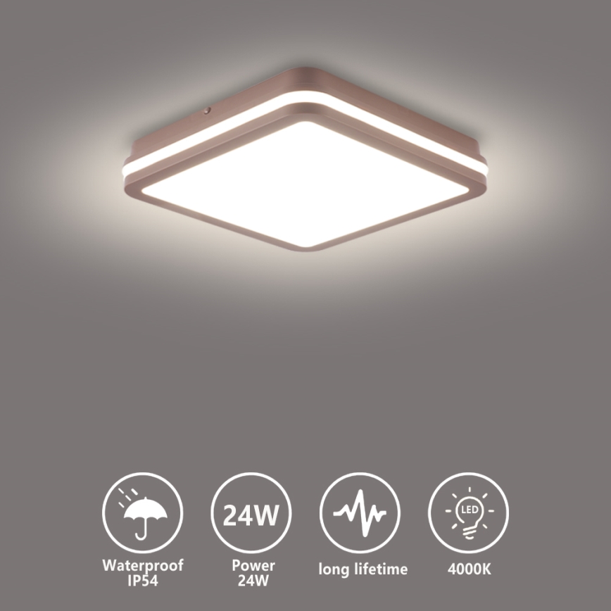BRILAGI - Luminaria LED de techo exterior BENE LED/24W/230V 26x26 cm marrón IP54