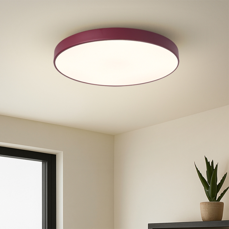 Brilagi - Luminaria de techo LED regulable POOL LED/60W/230V 3000-6000K, diámetro 50 cm, color burdeos + mando a distancia