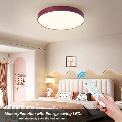 Brilagi - Luminaria de techo LED regulable POOL LED/60W/230V 3000-6000K, diámetro 50 cm, color burdeos + mando a distancia
