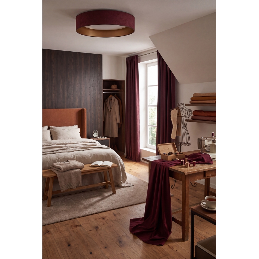 Brilagi - Lámpara de techo LED VELVET SIMPLE LED/24W/230V 3000K Ø 45 cm burdeos/dorado