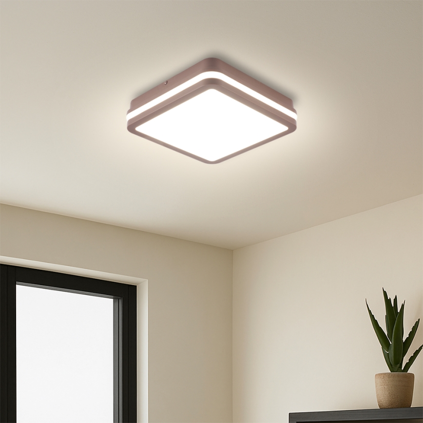 Brilagi - Lámpara de techo LED para exterior con sensor BENE LED/18W/230V 21,5x21,5 cm marrón IP54