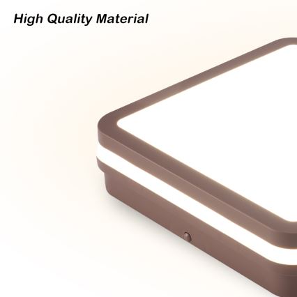 Brilagi - Plafón LED para exterior con sensor BENE LED/24W/230V 26x26 cm marrón IP54