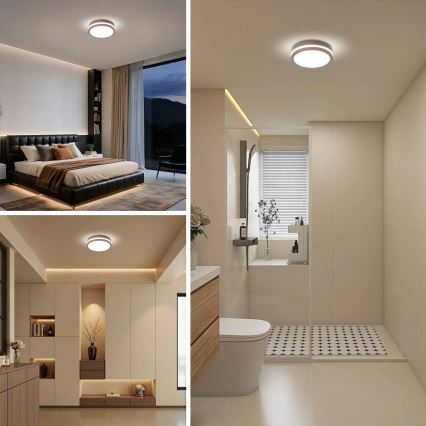 Brilagi - Luminaria LED de techo exterior con sensor BENE LED/18W/230V Ø 21,5 cm marrón IP54