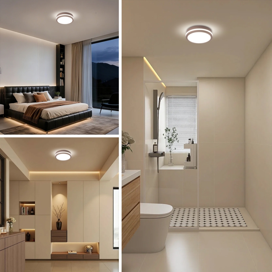 Brilagi - Luminaria LED de techo exterior con sensor BENE LED/18W/230V Ø 21,5 cm marrón IP54