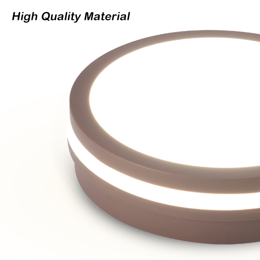 Brilagi - Luminaria LED de techo exterior con sensor BENE LED/18W/230V Ø 21,5 cm marrón IP54