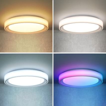 Brilagi - Plafón LED RGB regulable FLOCO LED/30W/230V, diámetro 39,5 cm, 3000-6500K, Wi-Fi Tuya + LED/6W + mando a distancia
