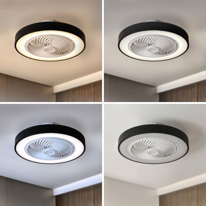 Brilagi - Luminaria de techo LED regulable con ventilador LED/30W/230V 3000-6500K Ø 50 cm negra + mando a distancia