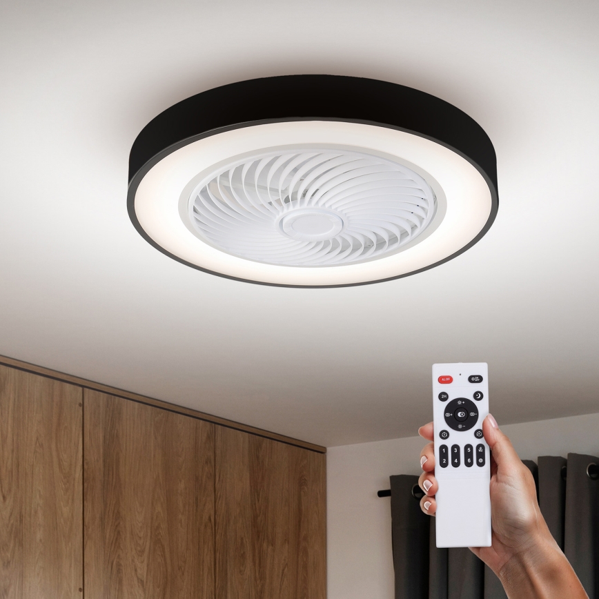 Brilagi - Luminaria de techo LED regulable con ventilador LED/30W/230V 3000-6500K Ø 50 cm negra + mando a distancia