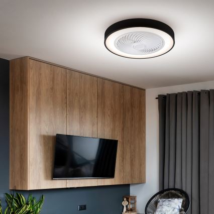Brilagi - Luminaria de techo LED regulable con ventilador LED/30W/230V 3000-6500K Ø 50 cm negra + mando a distancia