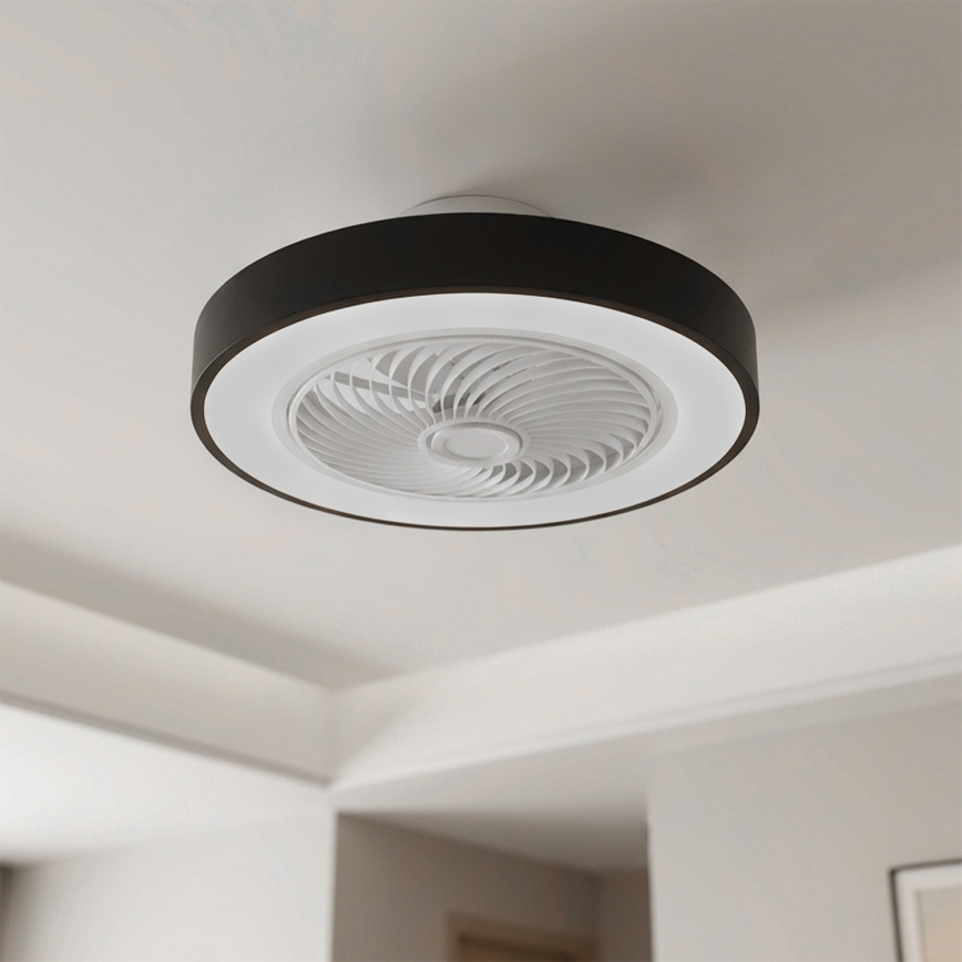 Brilagi - Luminaria de techo LED regulable con ventilador LED/30W/230V 3000-6500K Ø 50 cm negra + mando a distancia