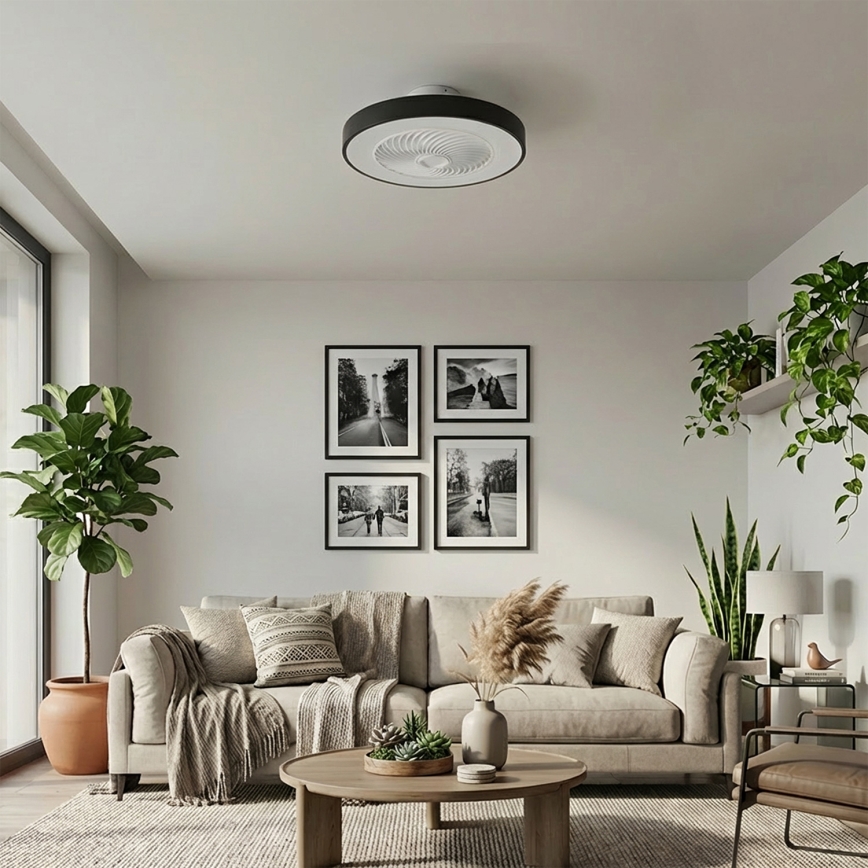 Brilagi - Luminaria de techo LED regulable con ventilador LED/30W/230V 3000-6500K Ø 50 cm negra + mando a distancia