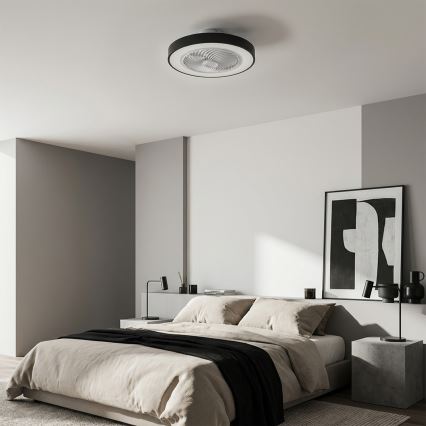 Brilagi - Luminaria de techo LED regulable con ventilador LED/30W/230V 3000-6500K Ø 50 cm negra + mando a distancia