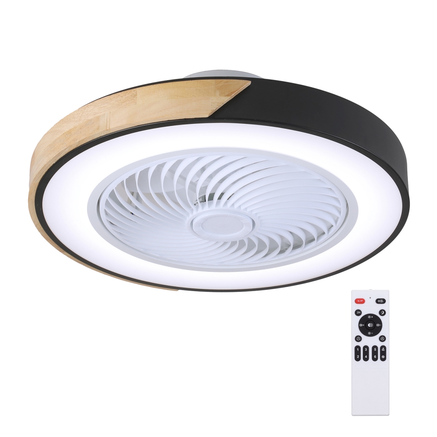 Brilagi - Lámpara de techo LED regulable con ventilador LED/30W/230V 3000-6500K Ø 50 cm negro/roble + mando a distancia