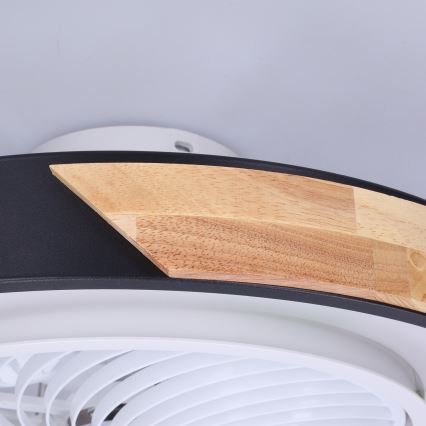 Brilagi - Lámpara de techo LED regulable con ventilador LED/30W/230V 3000-6500K Ø 50 cm negro/roble + mando a distancia