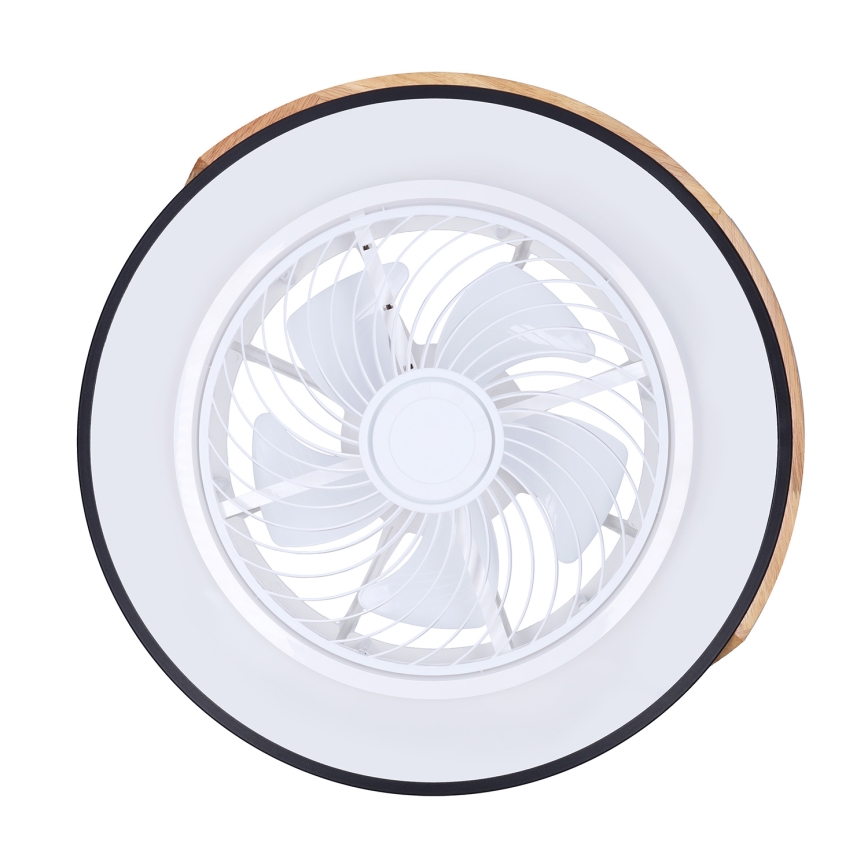Brilagi - Lámpara de techo LED regulable con ventilador LED/30W/230V 3000-6500K Ø 50 cm negro/roble + mando a distancia