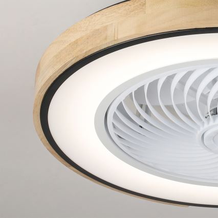 Brilagi - Lámpara de techo LED regulable con ventilador LED/30W/230V 3000-6500K Ø 50 cm negro/roble + mando a distancia