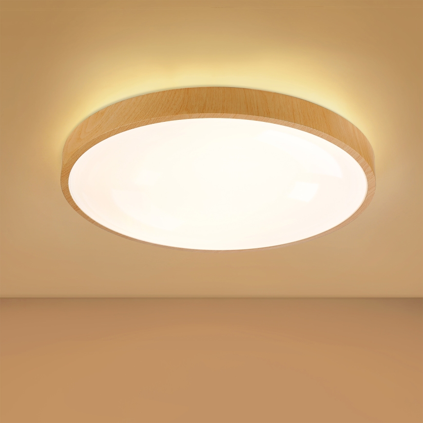 Brilagi - Lámpara de techo LED regulable GLASS POOL DOUBLE LED/60W/230V 3000-6000K 50 cm acabado en madera + mando a distancia