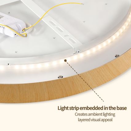 Brilagi - Lámpara de techo LED regulable GLASS POOL DOUBLE LED/60W/230V 3000-6000K 50 cm acabado en madera + mando a distancia