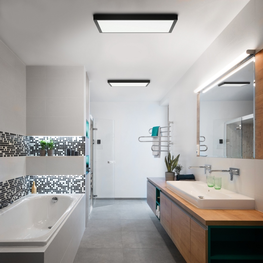 Brilagi - Luminaria de techo regulable para baño FRAME SMART LED/50W/230V 60x60 cm 3000-6000K IP44 negra + mando a distancia