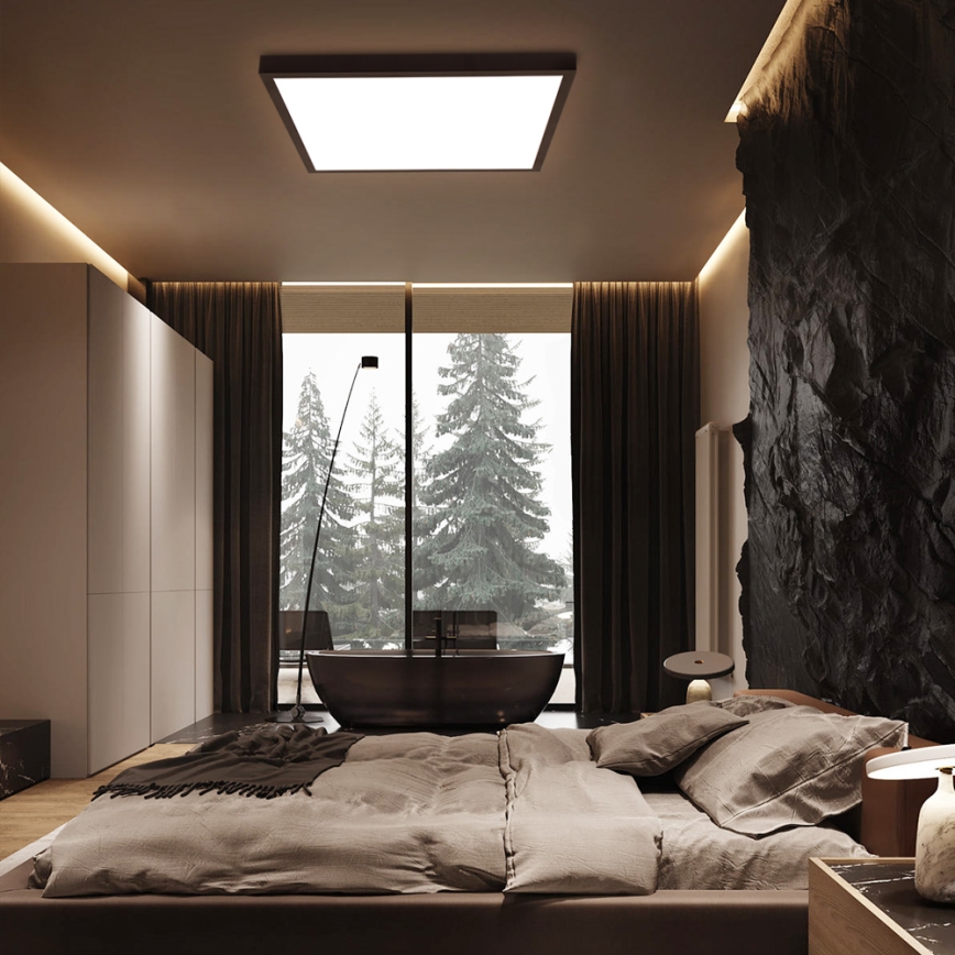 Brilagi - Luminaria de techo regulable para baño FRAME SMART LED/50W/230V 60x60 cm 3000-6000K IP44 negra + mando a distancia