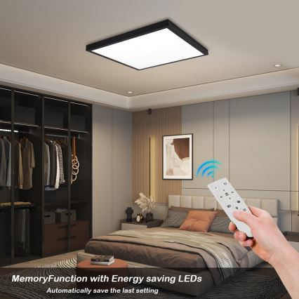 Brilagi - Luminaria de techo regulable para baño FRAME SMART LED/50W/230V 60x60 cm 3000-6000K IP44 negra + mando a distancia