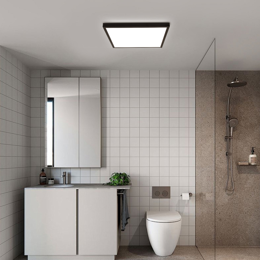 Brilagi - Luminaria de techo regulable para baño FRAME SMART LED/50W/230V 60x60 cm 3000-6000K IP44 negra + mando a distancia