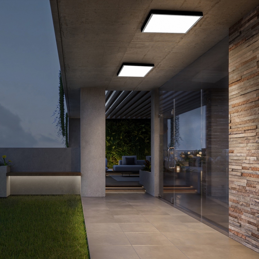 Brilagi - Luminaria de techo regulable para baño FRAME SMART LED/50W/230V 60x60 cm 3000-6000K IP44 negra + mando a distancia