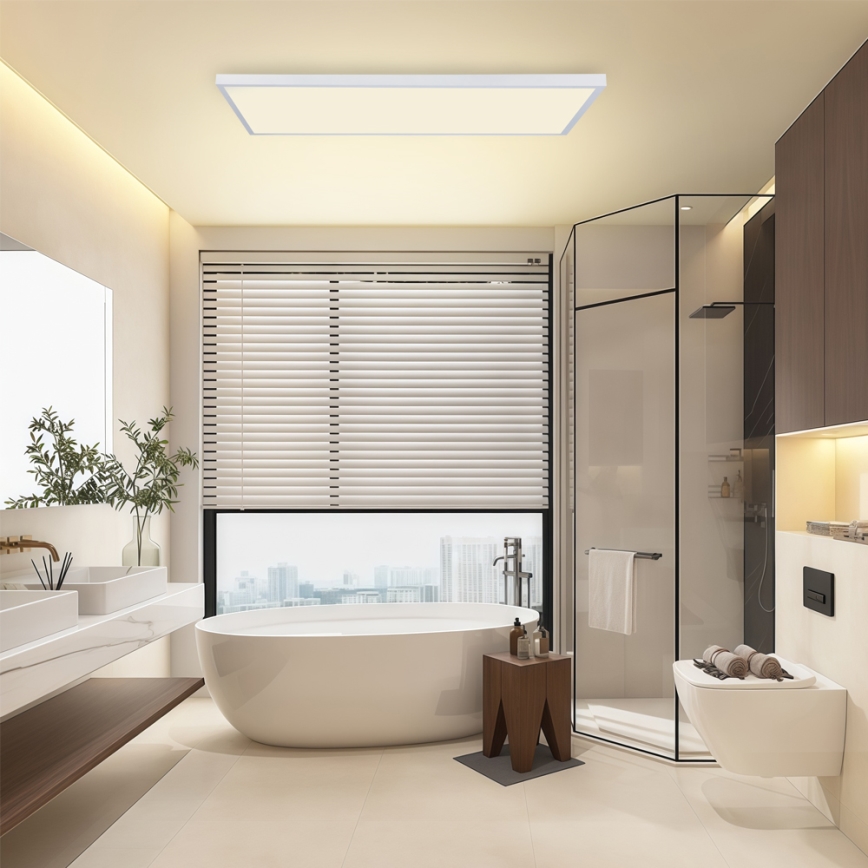 Brilagi - Lámpara de techo para baño LED regulable FRAME SMART LED/96W/230V 120x60 cm 3000-6000K IP44 blanca + mando a distancia