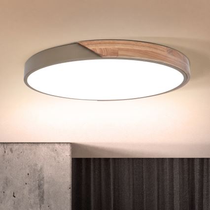 BRILAGI - Luminaria de techo LED regulable PILANA LED/60W/230V 3000-6500K roble/beige Ø 60 cm + mando a distancia
