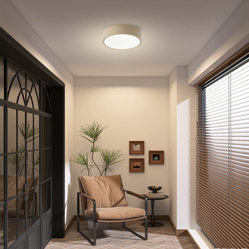 Brilagi - Lámpara de techo LED regulable POOL LED/18W/230V 3000-6000K 20 cm beige + mando a distancia
