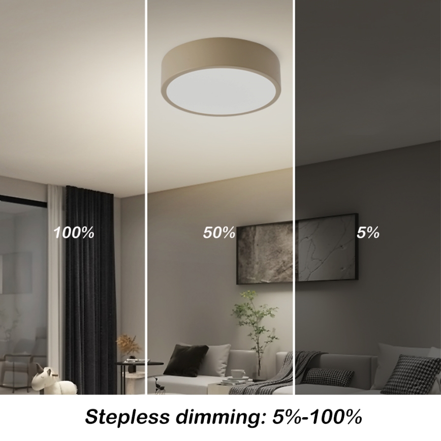 Brilagi - Lámpara de techo LED regulable POOL LED/18W/230V 3000-6000K 20 cm beige + mando a distancia
