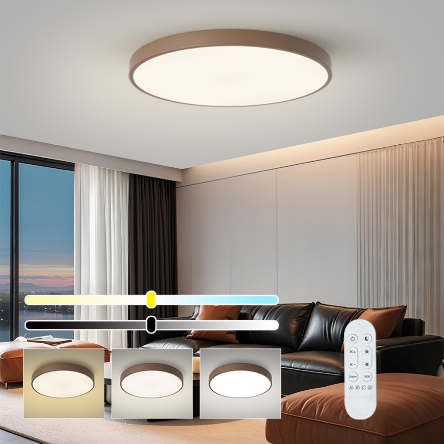 Brilagi - Luminaria LED regulable POOL SMART LED/100W/230V Ø 80 cm 3000-6000K Wi-Fi Tuya + mando a distancia marrón