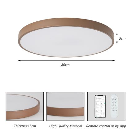 Brilagi - Luminaria LED regulable POOL SMART LED/100W/230V Ø 80 cm 3000-6000K Wi-Fi Tuya + mando a distancia marrón