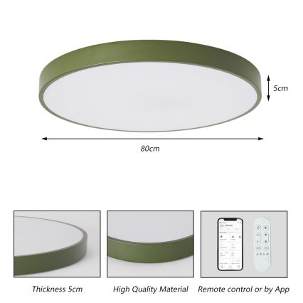 BRILAGI - Luminaria LED regulable POOL SMART LED/100W/230V Ø 80 cm 3000-6000K Wi-Fi Tuya + mando a distancia, verde