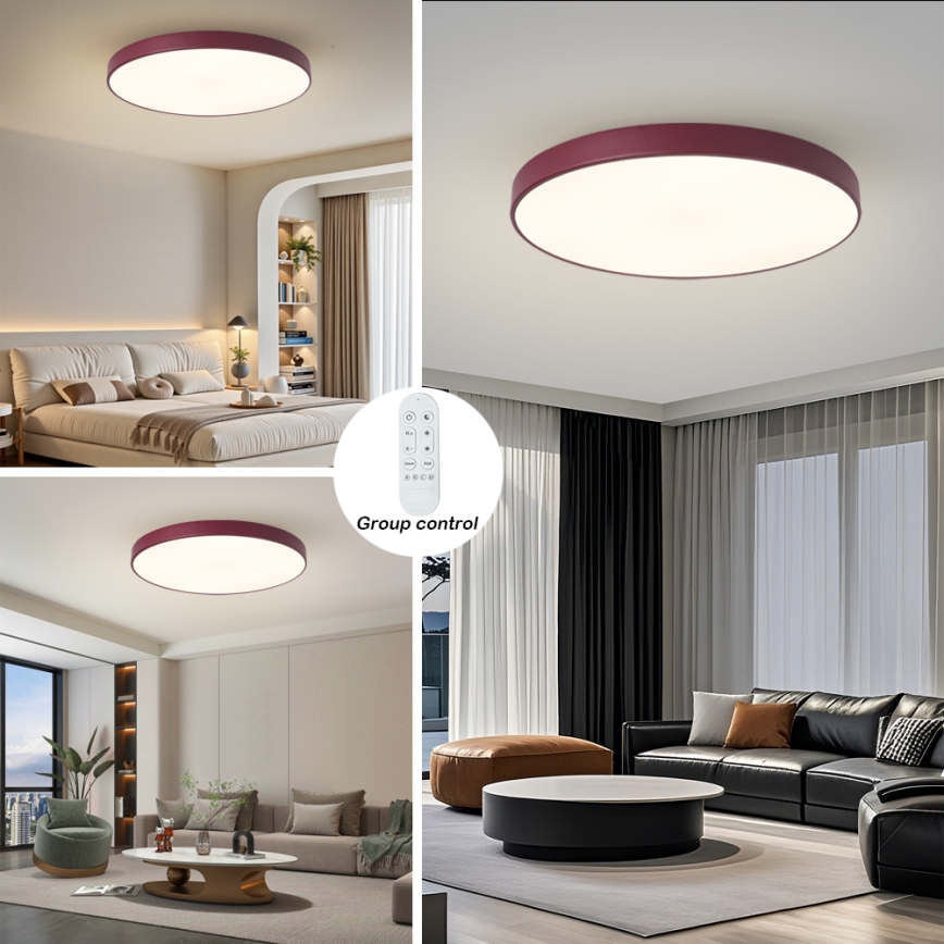 Brilagi - Luminaria LED regulable POOL SMART LED/100W/230V, diámetro 80 cm, 3000-6000K, Wi-Fi Tuya + mando a distancia, color burdeos