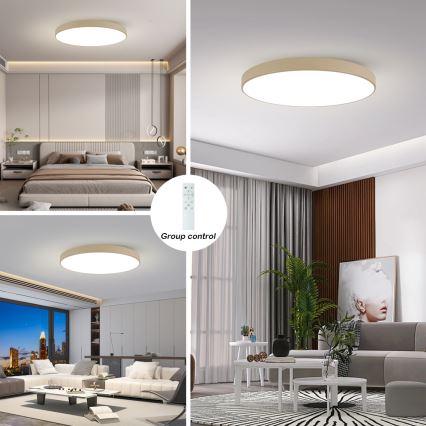 Brilagi - Lámpara de techo LED regulable POOL SMART LED/128W/230V 3000-6000K 100 cm beige Wi-Fi Tuya + control remoto