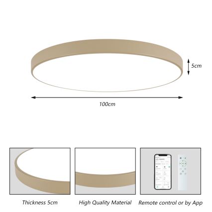 Brilagi - Lámpara de techo LED regulable POOL SMART LED/128W/230V 3000-6000K 100 cm beige Wi-Fi Tuya + control remoto