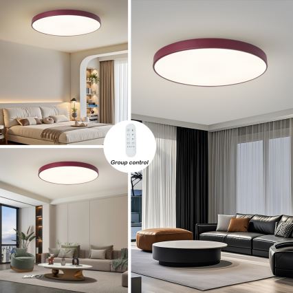 BRILAGI - Luminaria LED regulable POOL SMART LED/128W/230V, diámetro 100 cm, 3000-6000K, Wi-Fi Tuya + control remoto, burdeos