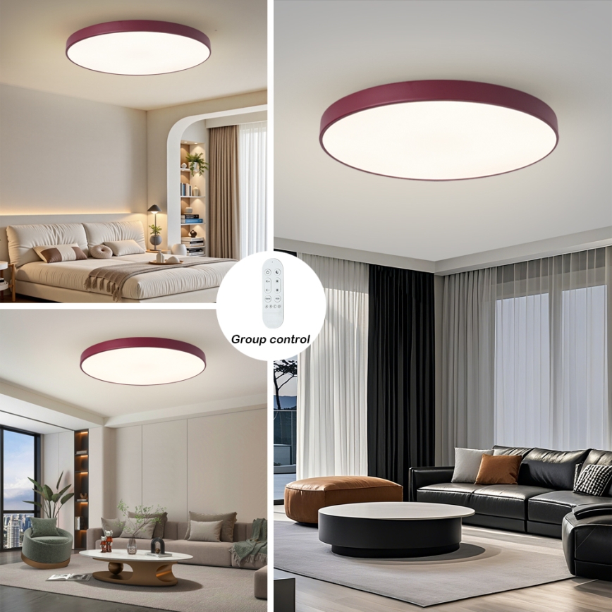 BRILAGI - Luminaria LED regulable POOL SMART LED/128W/230V, diámetro 100 cm, 3000-6000K, Wi-Fi Tuya + control remoto, burdeos