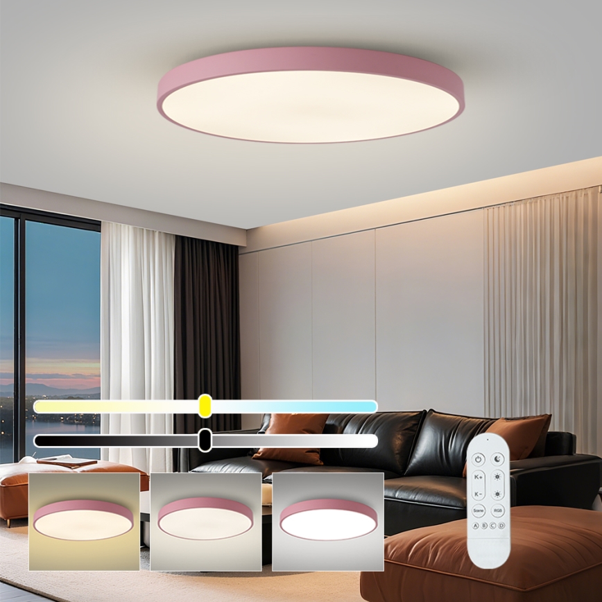 Brilagi - Luminaria LED regulable POOL SMART LED/128W/230V Ø 100 cm 3000-6000K Wi-Fi Tuya + mando a distancia rosa
