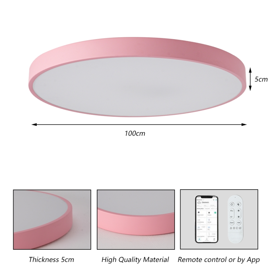 Brilagi - Luminaria LED regulable POOL SMART LED/128W/230V Ø 100 cm 3000-6000K Wi-Fi Tuya + mando a distancia rosa